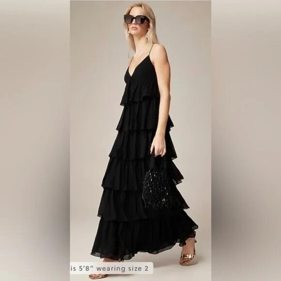 J Crew Collection ruffle-tier dress in chiffon NWT